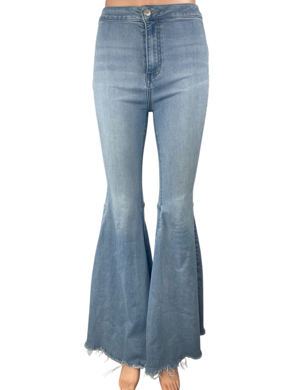 Free People Blue High Rise Bell Bottom Bootcut Flare Denim Jeans Pants Size W25
